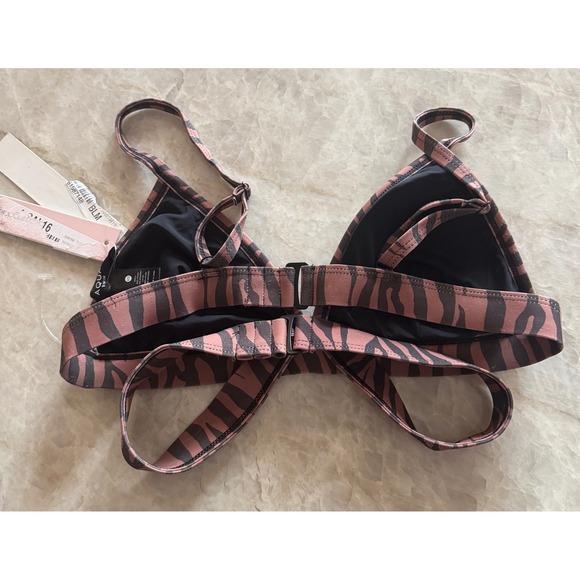 NWT AQUA Women Tiger Print Strappy Bikini Swim Top V Neck Adjustable Straps XS‎ - Picture 6 of 8